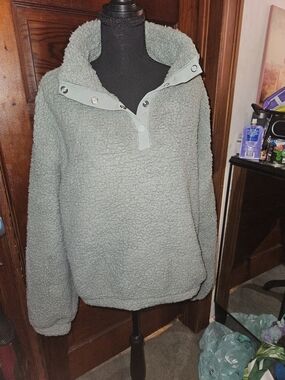 SO Men's Sherpa Zip-Up Pullover - Sage Green